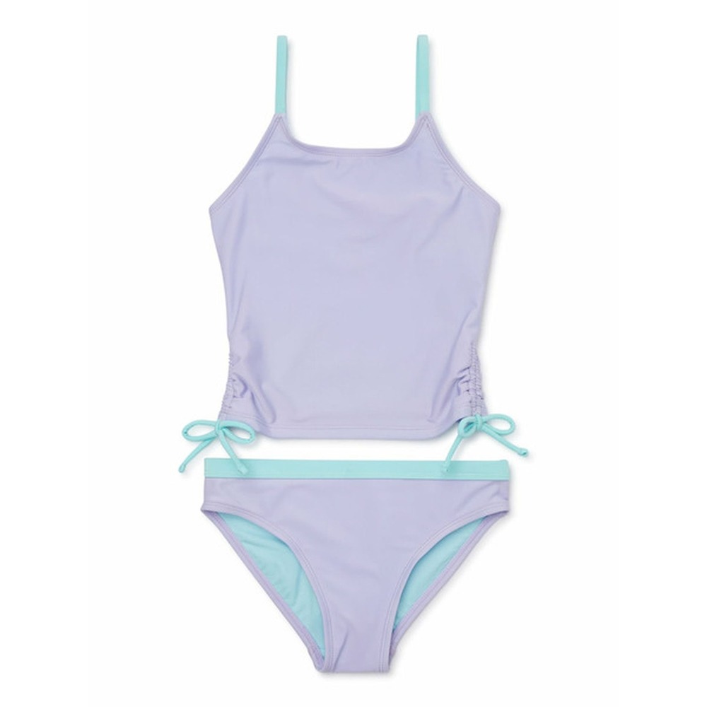 Wonder Nation Girls Lavender Purple Mint Tankini 2 Piece Swimsuit Set M 7-8